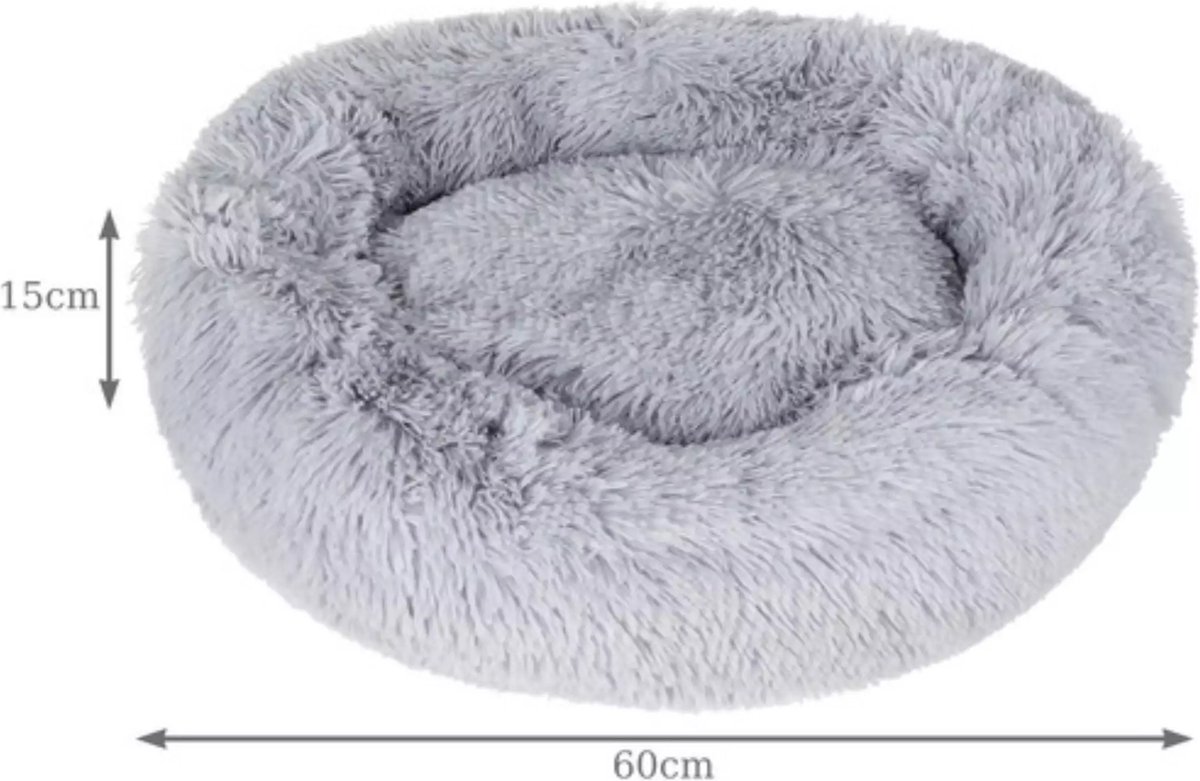 Purlov Honden/kattenmand/kussen - grijs - D60 cm - Huisdieren lig/slaap kussen - dikke warme ondergrond - hondenmand – foto 7