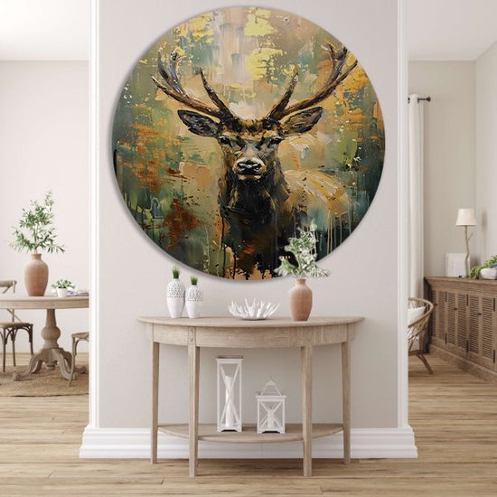 Décoration murale cerf ronde - Décoration murale Animaux ronde - Peinture Peinture Peinture - Décoration murale moderne - Cercles muraux - Décoration murale bureau cercle forex 50x50 cm