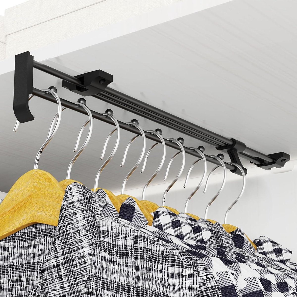 Verstelbare kledingstang, uittrekbare stang van roestvrij staal, kaststang van 31-51 cm, voor uittrekbare kasten
