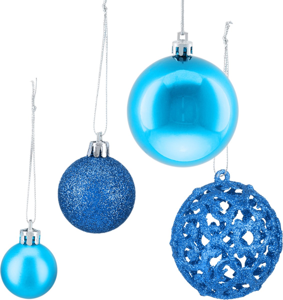 kerstballen - set van 150 - mat - glanzend - glitters - plastic - ∅ 3, 4, 6 cm - petrol – foto 6
