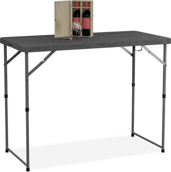 ECD Germany aluminium campingtafel klaptafel 70x50x60 cm, Grijs, MDF-plaat, opvouwbaar
