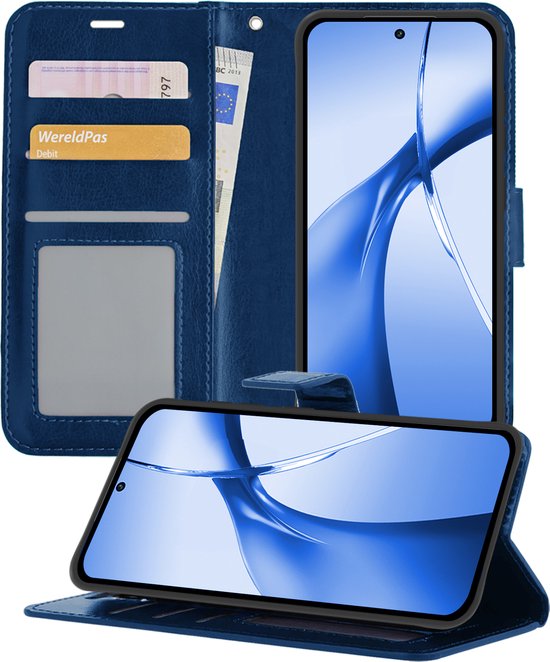 Hoesje - Geschikt voor OnePlus Nord CE4 - Luxe Bookcase - Walletcase Hoes - Portemonnee - Cover - Telefoonhoes - Donkerblauw