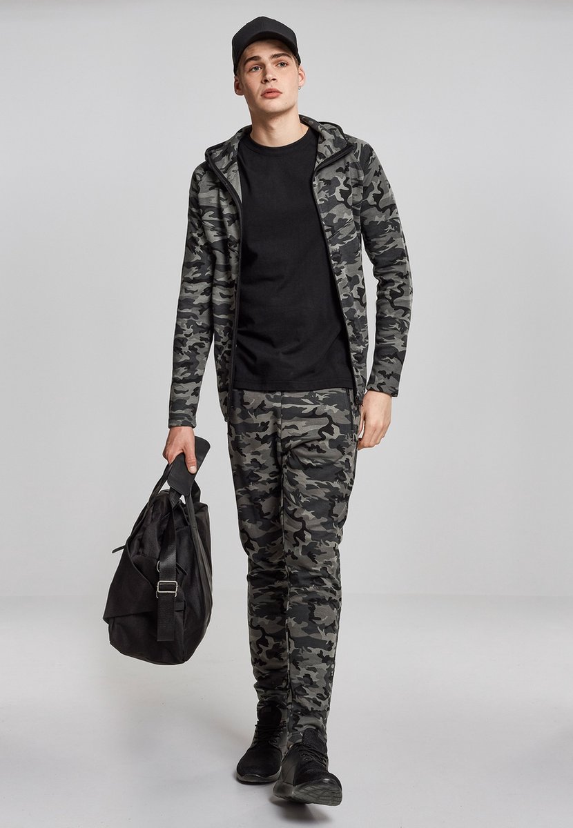 Urban Classics Interlock Camo Vest met capuchon Camouflage M Zwart