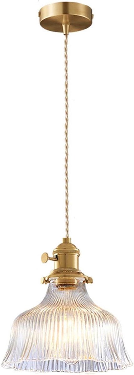 Hanglamp Glazen Lampenkap Loft Bar Messing E27 Stopcontact Mini Kroonluchter Slaapkamer Eetkamer Keuken Helder 18 cm
