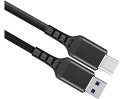 USB C kabel | Laadsnelheid 20V / 3A / 60 watt | USB 3.2 gen 1 | 5 Gb/s | Type A naar C | Male to male | Extra buigbaar | Snelladen | Zwart | 1 meter | Allteq