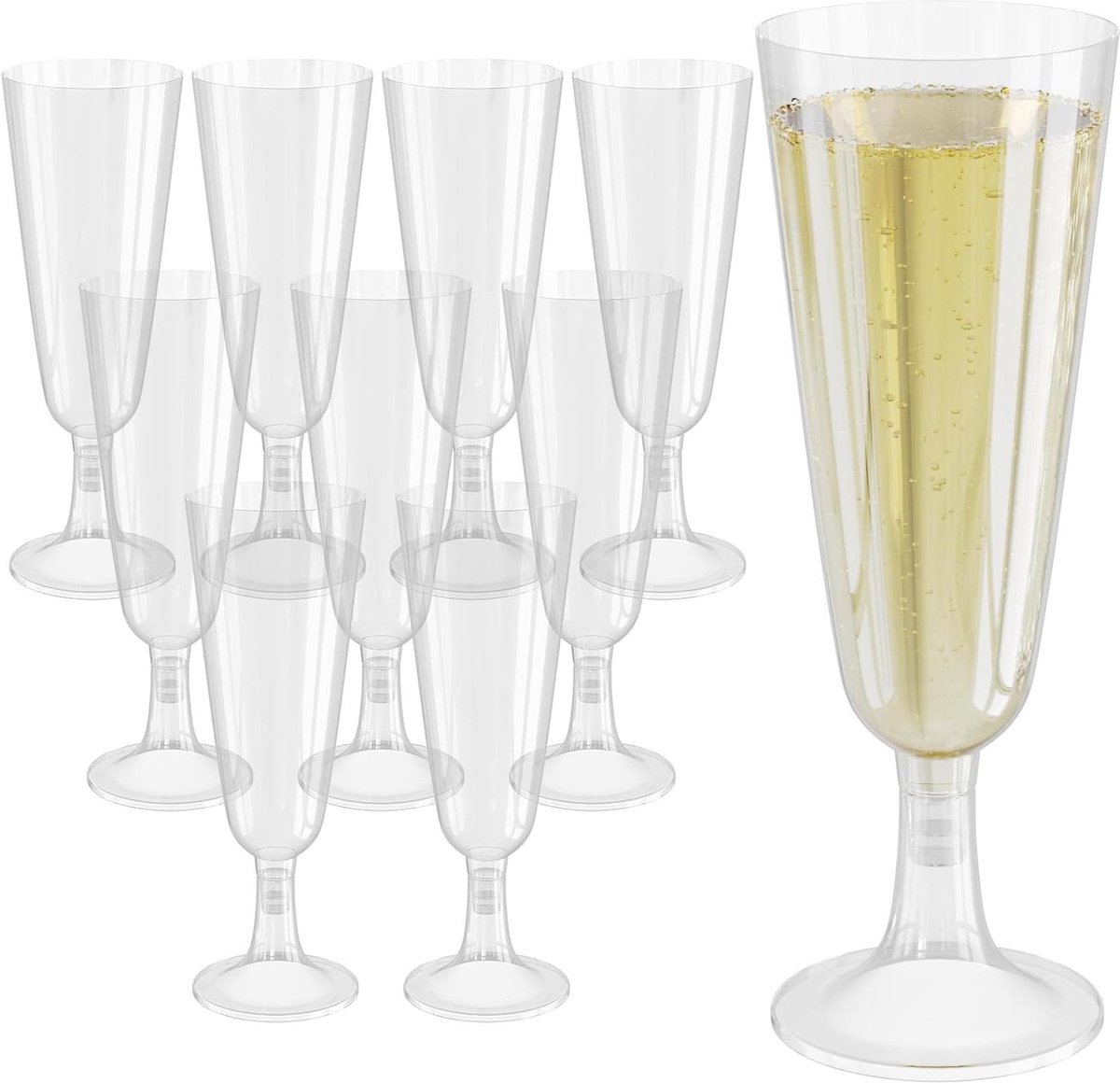 Champagneglazen set 150 ml - transparant - onbreekbaar - herbruikbaar - BPA-vrij - 120 stuks.