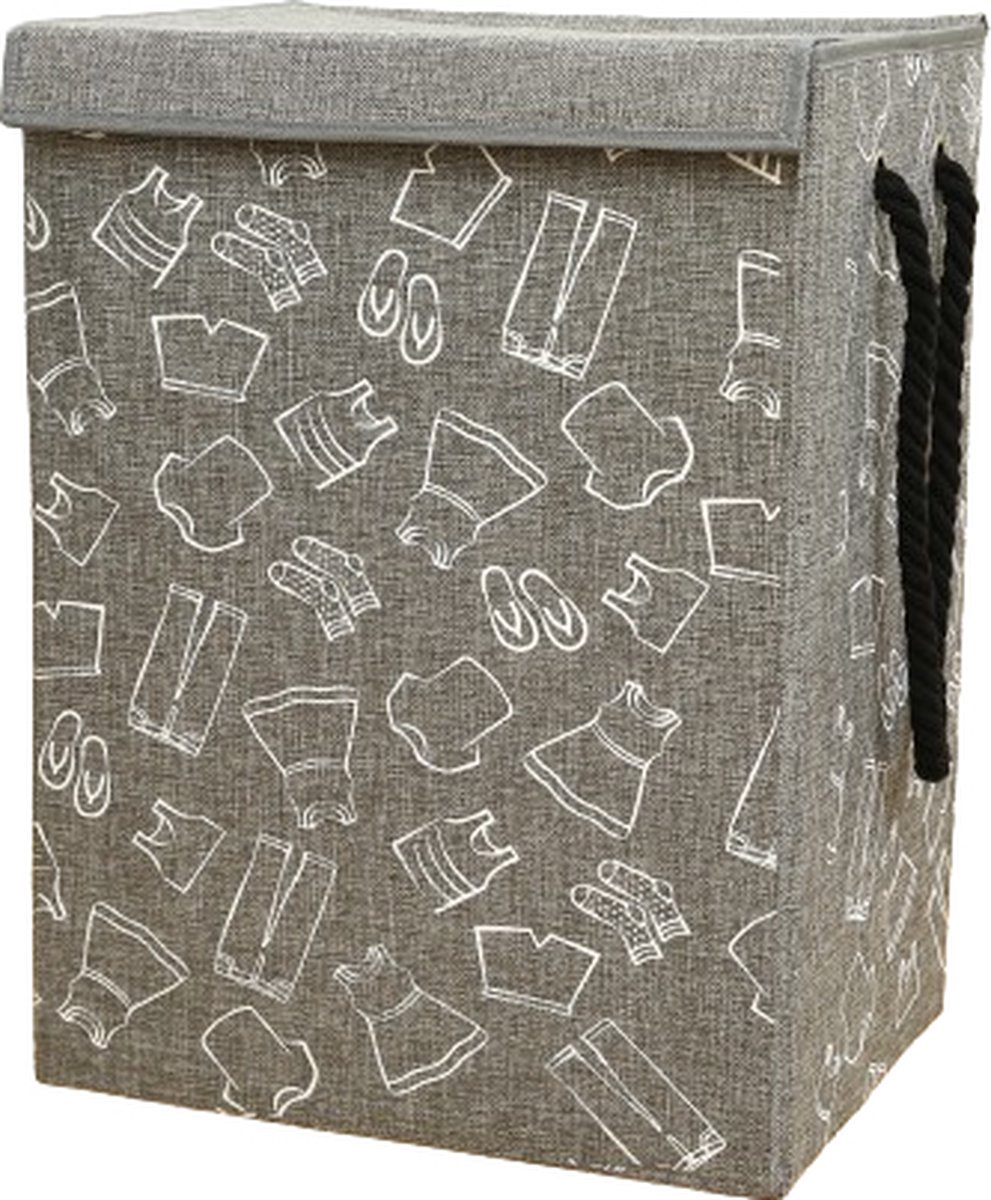 Goedkoopste Lexorion Waskist - Wasmand - Opvouwbare Wasmand - Deksel en Handige Handvatten - 75L Wasmand - Efficiënte Wasorganisatie - Heupwasmand - Ruimtebesparend - Mileuvriendelijk - Grijs - 30x42x56 cm