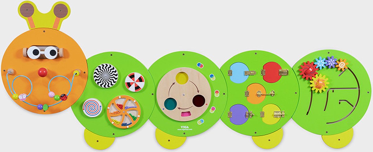 Viga Toys educatief speelgoed Caterpillar Activity Wall Panels FSC hout.