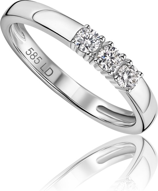 Miore - Witgouden Ring met Diamanten Dames 14 karaat Goud