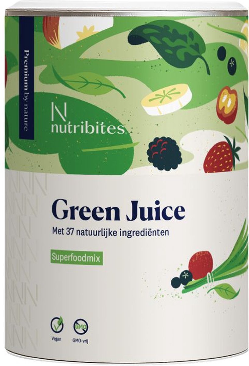 Goedkoopste Nutribites Green Juice - Vegan superfood groen poeder - Activeert de natuurlijke energie - 37 Gezonde ingrediënten - 300g