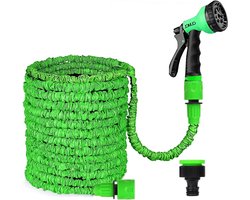 Tuinslang 30 meter - Uitbreidbare tuinslangbuizen - Flexibele stretch waterpijp voor thuis gazon auto - 8 functies professionele watersproeikop - 30 m groen Tuinslang 30 meter