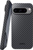 Nekit Fibre Case Adapté pour Google Pixel 9 / Pixel 9 Pro - Compatible avec MagSafe - Fibres Kevlar Aramide 1500D - Back Cover Ultra Mince - Grijs/ Zwart