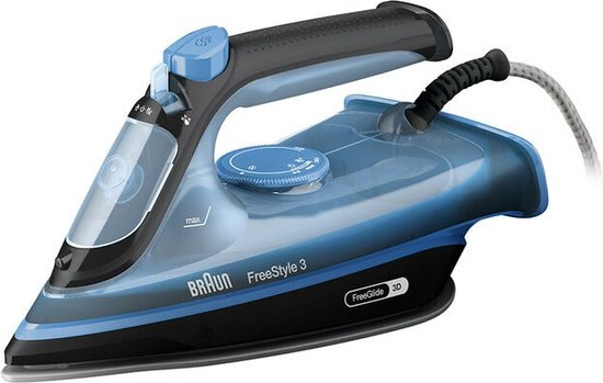 Braun FreeStyle 3 FI 3194 BK - Stoomstrijkijzer - Vermogen 2400 W - Constante stoom 45 g/min Persen 200 g/min - SuperCeramic-zoolplaat