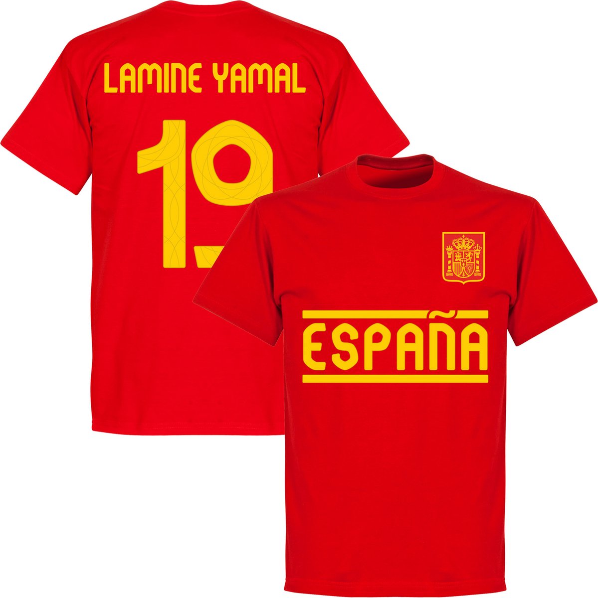 Spanje 2024 Lamine Yamal 19 Team T-Shirt - Rood - Kinderen - 128