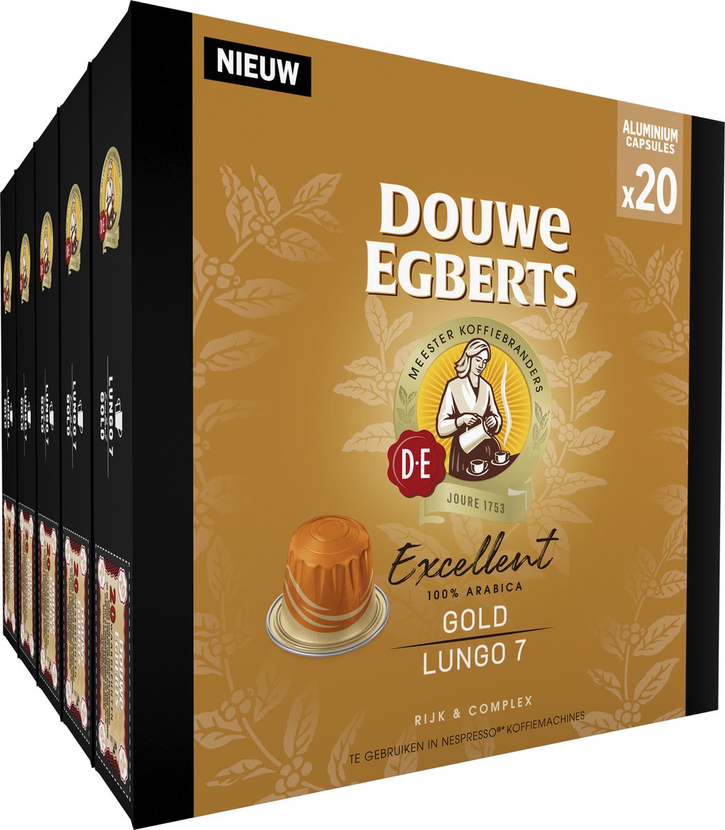Goedkoopste Douwe Egberts Excellent Gold Lungo Koffiecups - Intensiteit 5/9 - 10 x 20 capsules