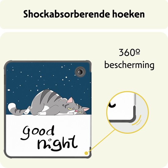 Hoesje Geschikt voor Kobo Libra Colour Hoes Bescherm Hoesje Case Sleep Cover - Hoes Geschikt voor Kobo Libra Colour Hoesje - Kat van Hoesje  — afbeelding 4