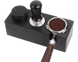 54mm-58mm Sabotage Station Anti-Slip Espresso Tamping Stand Zwart Solid Houder voor Portafilters en Distributeur - Handig accessoire voor koffiebarista's espresso tamper