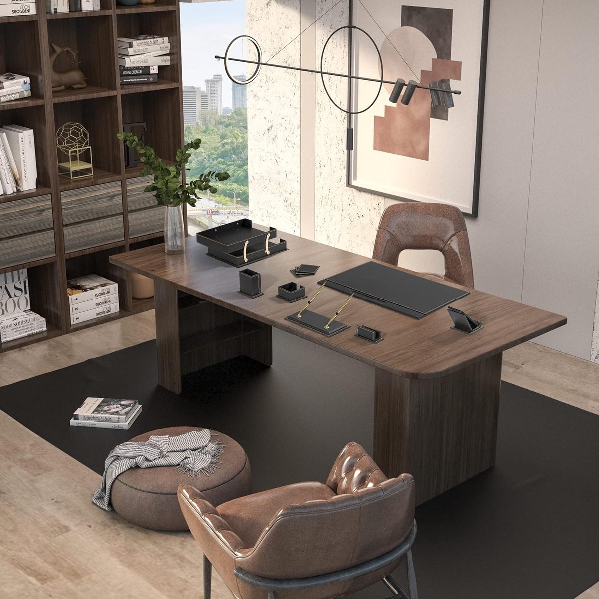 KXT DES!GNu00ae - U00c9lu00e9gant Plateau/u00e9tagu00e8re En Cuir Synthu00e9tique Pour Ranger De Petits Objets, Cosmu00e9tiques, Fournitures De Bureau - Vide Poche (petite Taille, Jaune