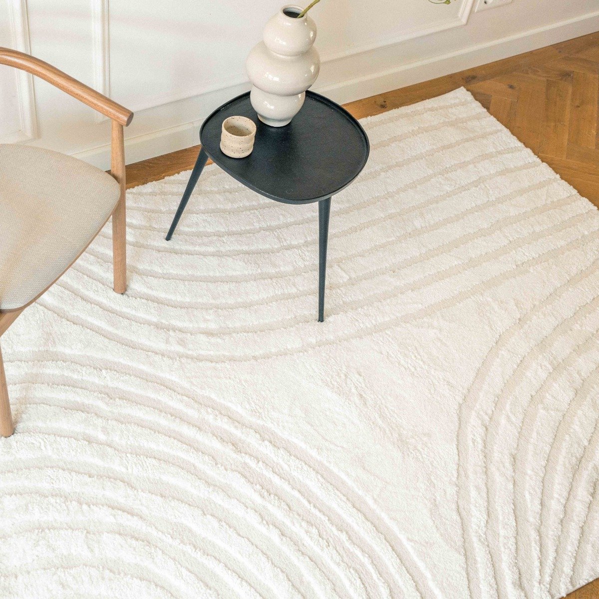 Scandinavisch vloerkleed Vidar creme/wit - 160 x 235 cm - (M)