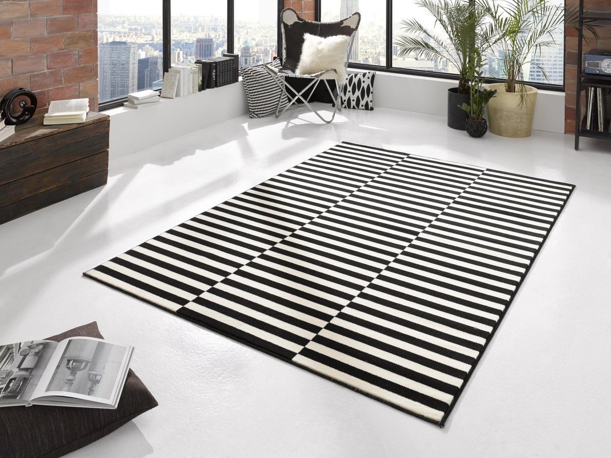 Flycarpets Design Vloerkleed - Gloria - Zwart / Creme - 80x200 cm