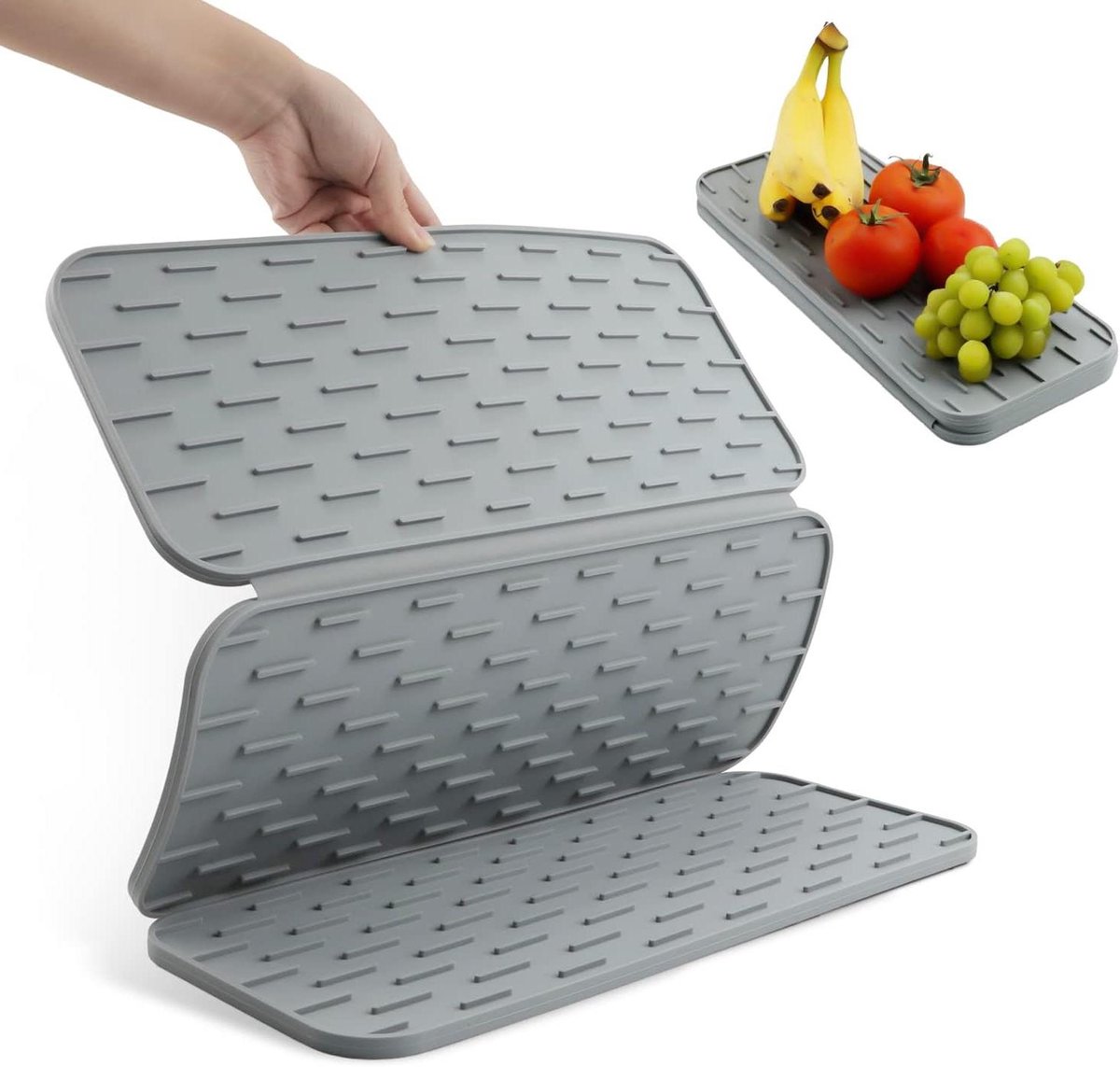 Goedkoopste Opvouwbare Siliconen Droogmat 40x50cm Groot - Hittebestendig - Grijs