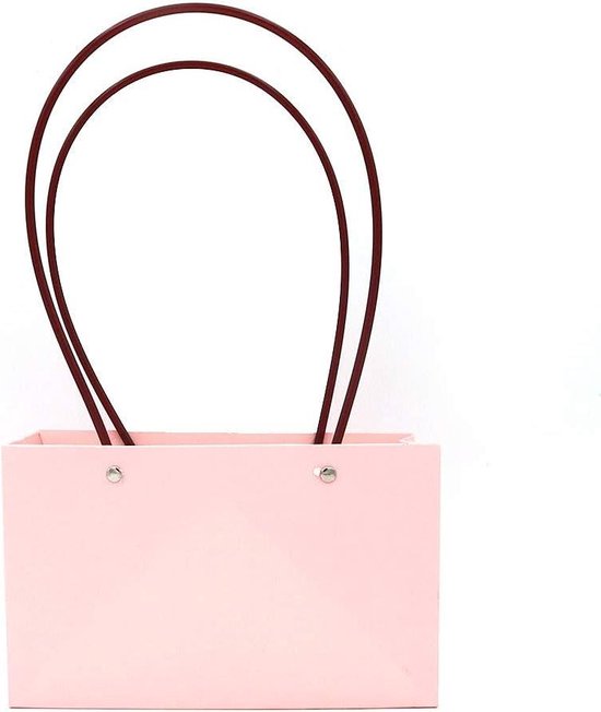 Sacs cadeaux de fleurs en papier kraft - Sacs à bouquets en papier brun imperméable - Sacs de transport avec poignée - Anniversaire de mariage - Rose