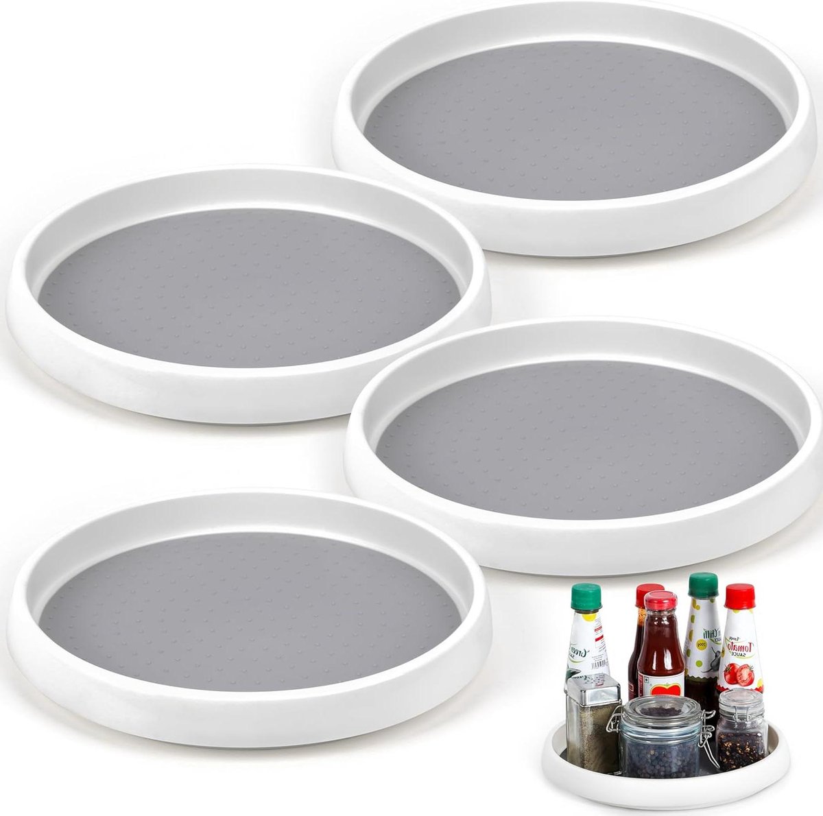 25 cm Non-slip Roterend Kruidenrek voor Keukenkast Lazy Susan Organizer Multifunctionele Keukenkast Organisator