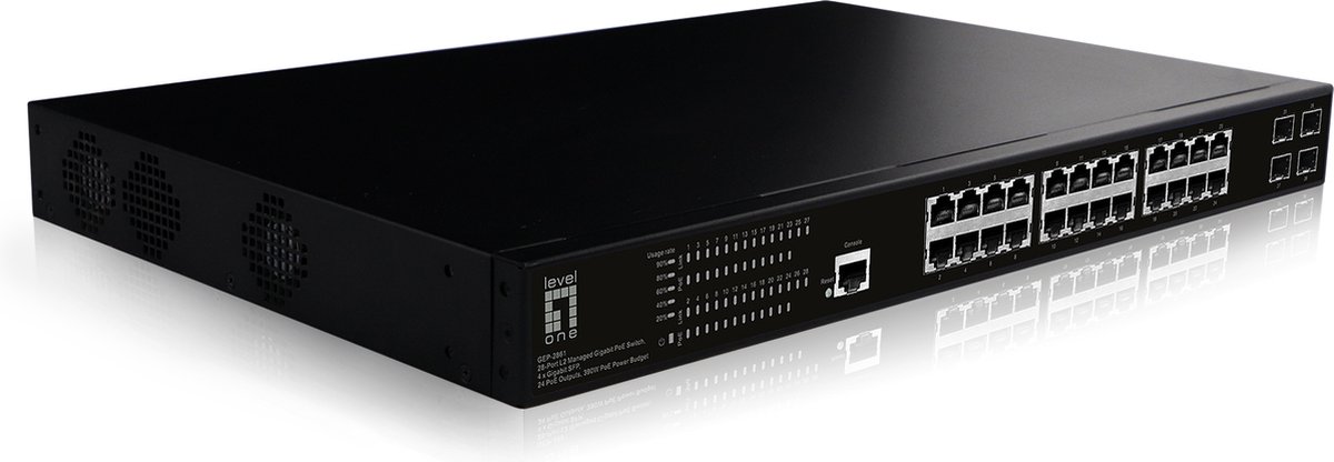 LevelOne GEP-2861 netwerk-switch Managed L2 Gigabit Ethernet (10/100/1000) Power over Ethernet (PoE) 1U Zwart