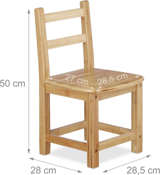 Chaise haute en bambou RUSTICO pour garçons et filles - chaise de chambre d'enfant - HBD env. 50 x 285 x 28 cm - naturel