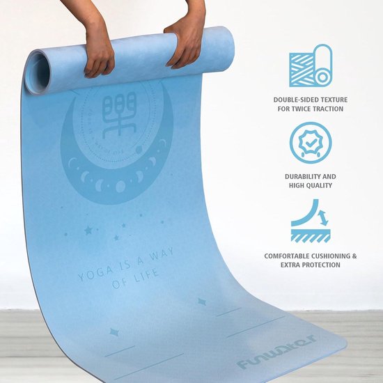 Extreme slipweerstand TPE yogamat - fitness en oefeningsmat 6 mm antislip - milieuvriendelijk - met Travel Strap Yogamat — afbeelding 3