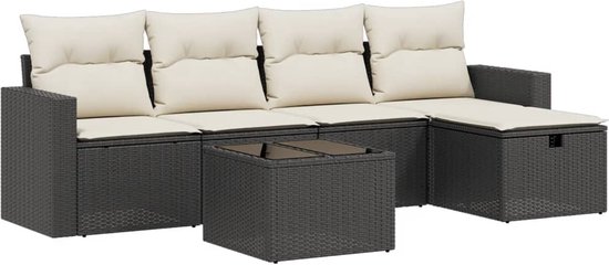 vidaXL-6-delige-Loungeset-met-kussens-poly-rattan-zwart