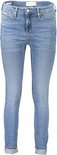 Lichtblauwe skinny jeans met een lichte wassing en opgerolde broekspijpen.