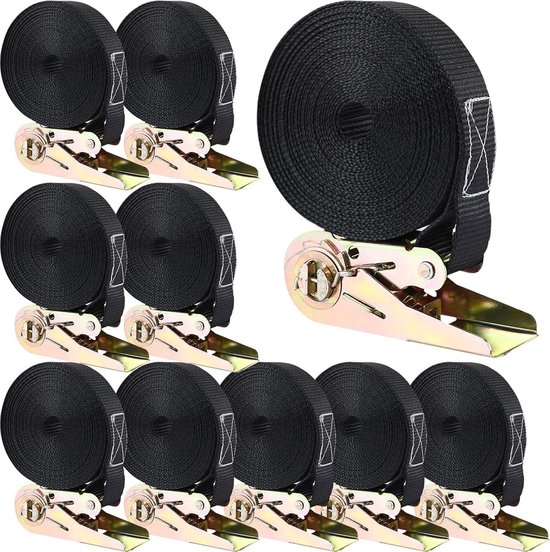 NGOSUET Spanbanden, 10 stuks, 6 m x 25 mm, met ratel, belastbaar tot