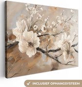 Peinture sur toile 80x60 cm - Décoration murale Fleurs - Nature - Wit - Fleur - Abstrait - Décoration murale murale salon - Décoration chambre - Accessoires de chambre - Peintures