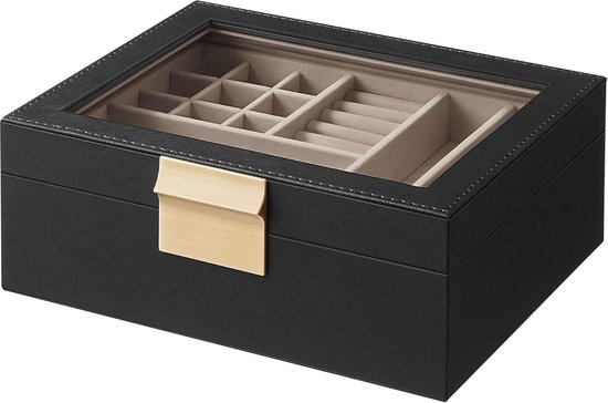 XJBTBA Sieradenopslag Licht Luxe massief houten Zwarte