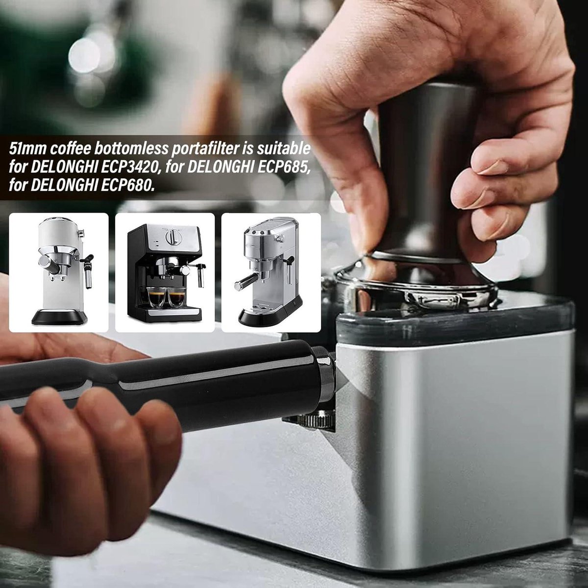 Portafiltro sin fondo de 2.008 in 2 orejas para Delonghi Stilosa ECP