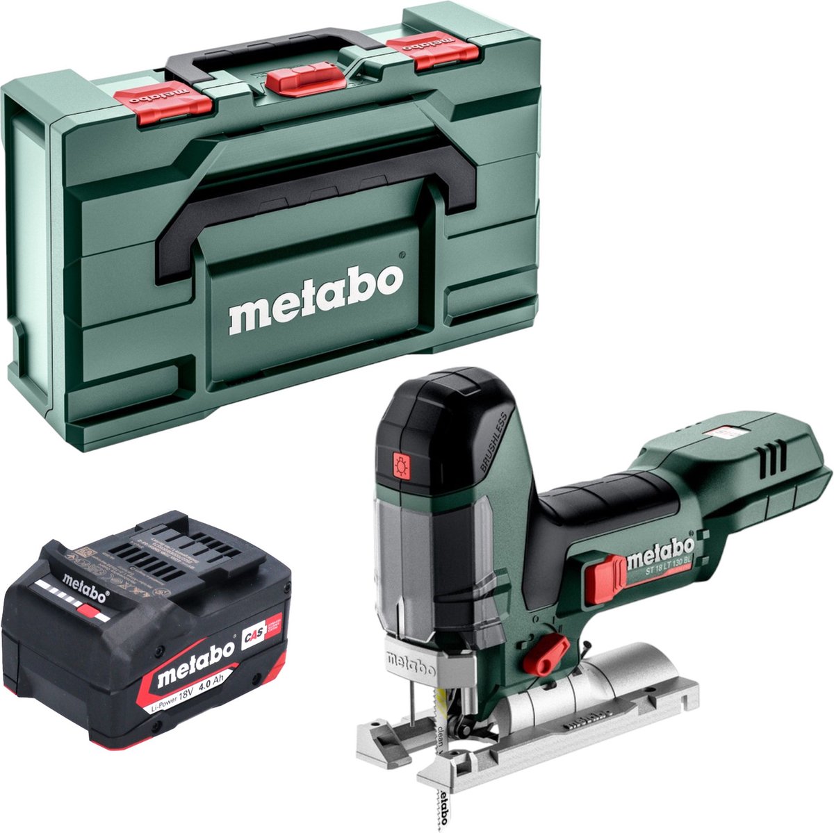Metabo ST 18 LT 130 BL accu-decoupeerzaag 18 V 130 mm borstelloos + 1x LiHD-accu 4,0 Ah + Metabox - zonder oplader