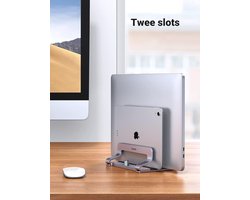 Dubbele Verticale Laptop Stand - Ruimtebesparende Aluminium Houder voor MacBook Pro/Air iPad Huawai Surface Dell HP Lenovo