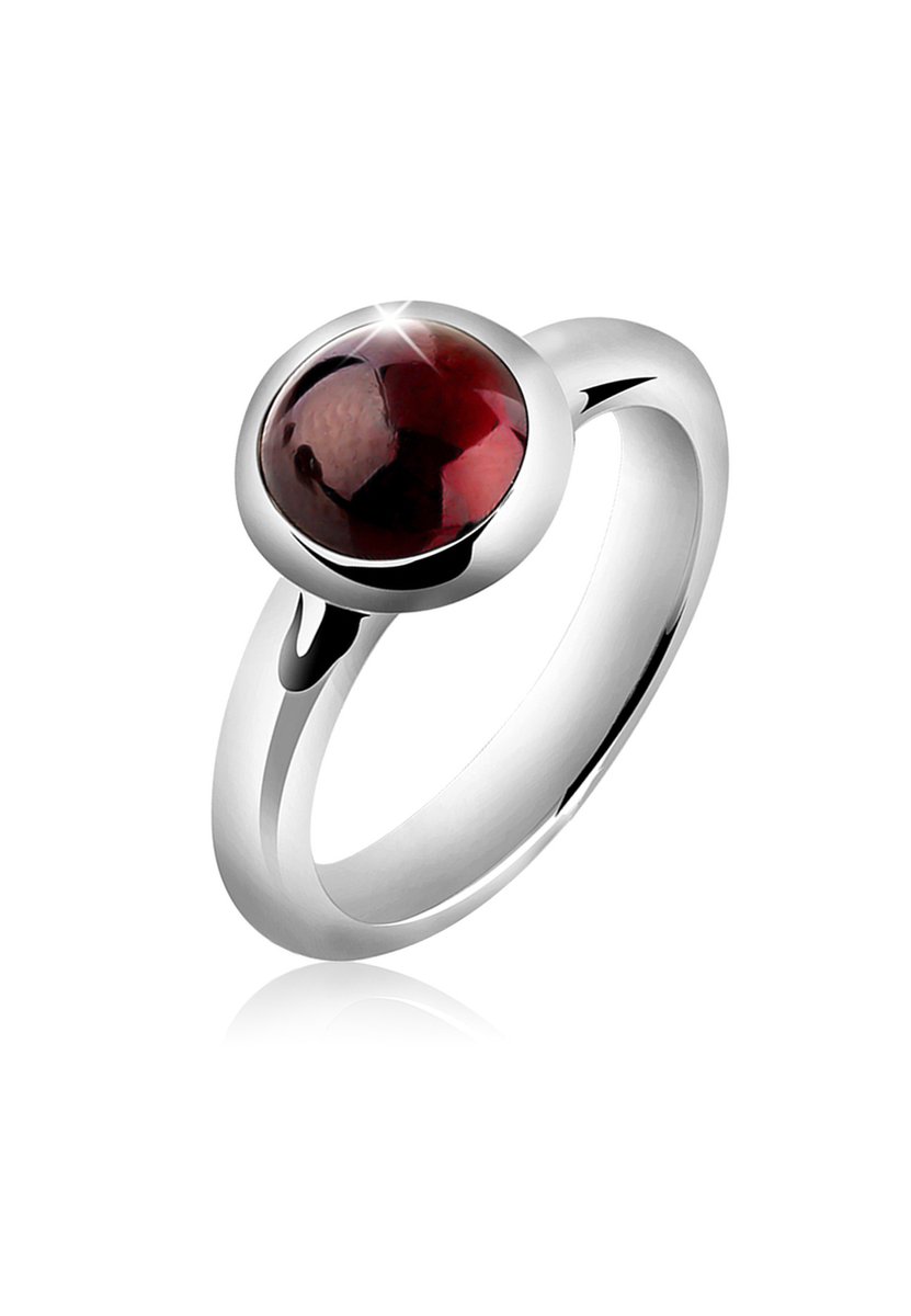 Nenalina - Ring - Granat Cabochon Edelstein 925 Silber - Dames