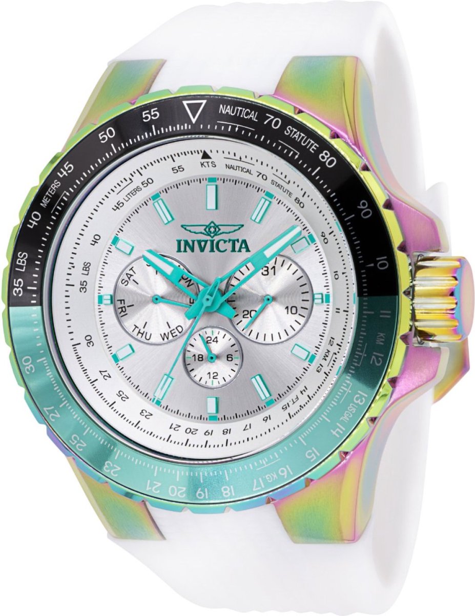 Invicta Aviator 44611 Heren Horloge - Waterdicht - Analoog - Quartz Uurwerk - Roestvrij Staal met zilveren Wijzerplaat - 50mm
