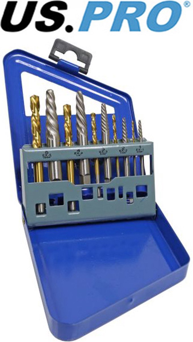 Bout verwijder set / Linkse tap set met links draaiende boren 10-delig