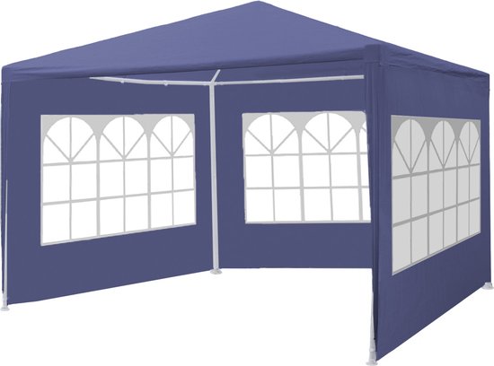 Foto: Partytent 3x3m budget blauw met drie zijwanden