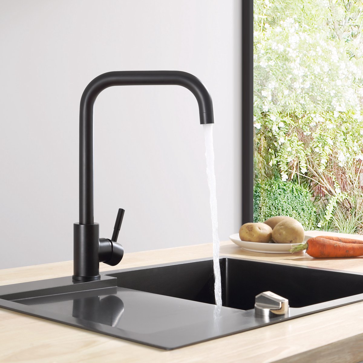 CECIPA max keukenkraan zwart - Keuken kraan - Handdouche - Flexibele Slang - 360° draaibare keukenkraan - zwart