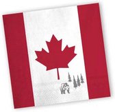 20x serviettes à thème drapeau des pays du Canada 33 x 33 cm - Serviettes en papier jetables - Articles de fête drapeau canadien / canadien - Décoration champêtre