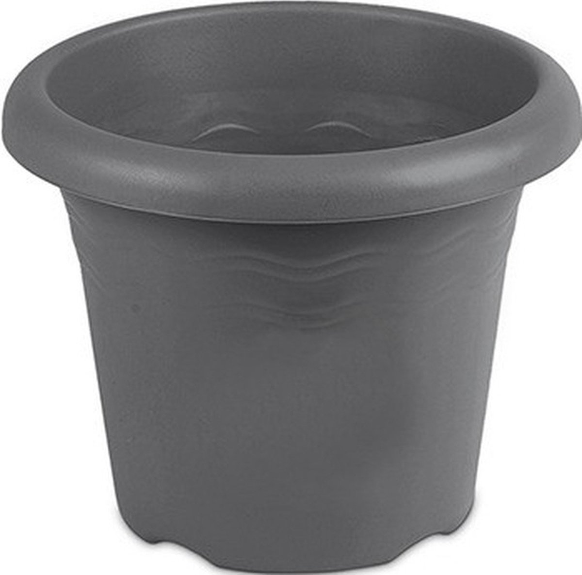 Grijze ronde plantenpot/bloempot Flori 26 cm kunststof - Onbreekbare plantenbakken/bloembakken - Tuin decoraties