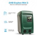 DAB Esybox Mini 3 waterdrukverhoger in donkergroen, ideaal voor huiswaterdruk, regenwaterhergebruik en gazonberegening.