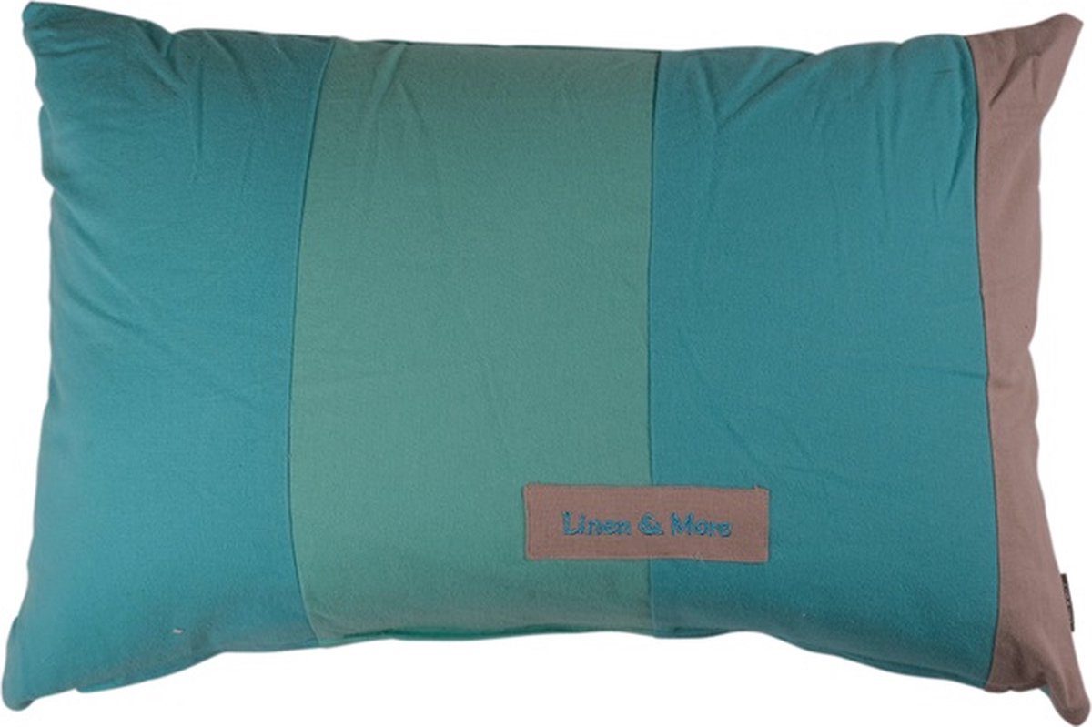 Linen & More Patchwork Turquoise / Kussen | 40 X 60 | Sierkussen Voor Woonkamer Of Slaapkamer Blauw
