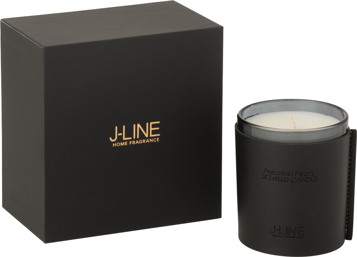 J-Line geurkaars Leder - Black Diamond - glas - zwart - 40U