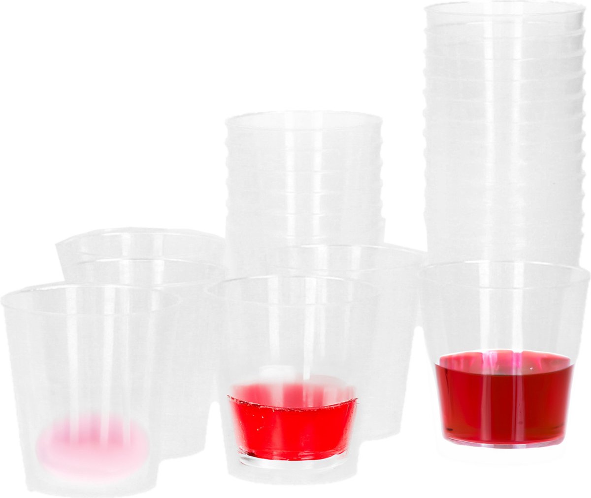 Excellent Houseware Shotglazen - 100ST - herbruikbaar - 30 ml - kunststof - vaatwasserbestendig