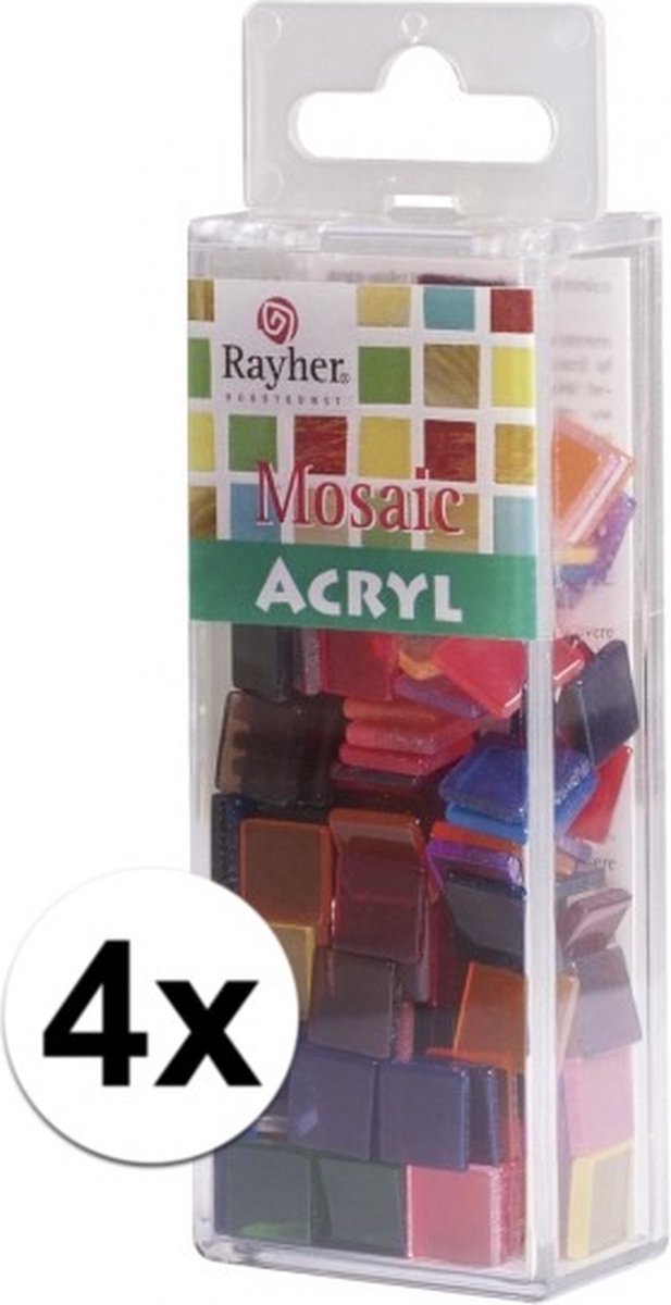 Rayher Mozaiek steentjes/tegeltjes - 820x stuks - kleuren mix - 1 x 1 cm - Mozaieken maken - Kunststof